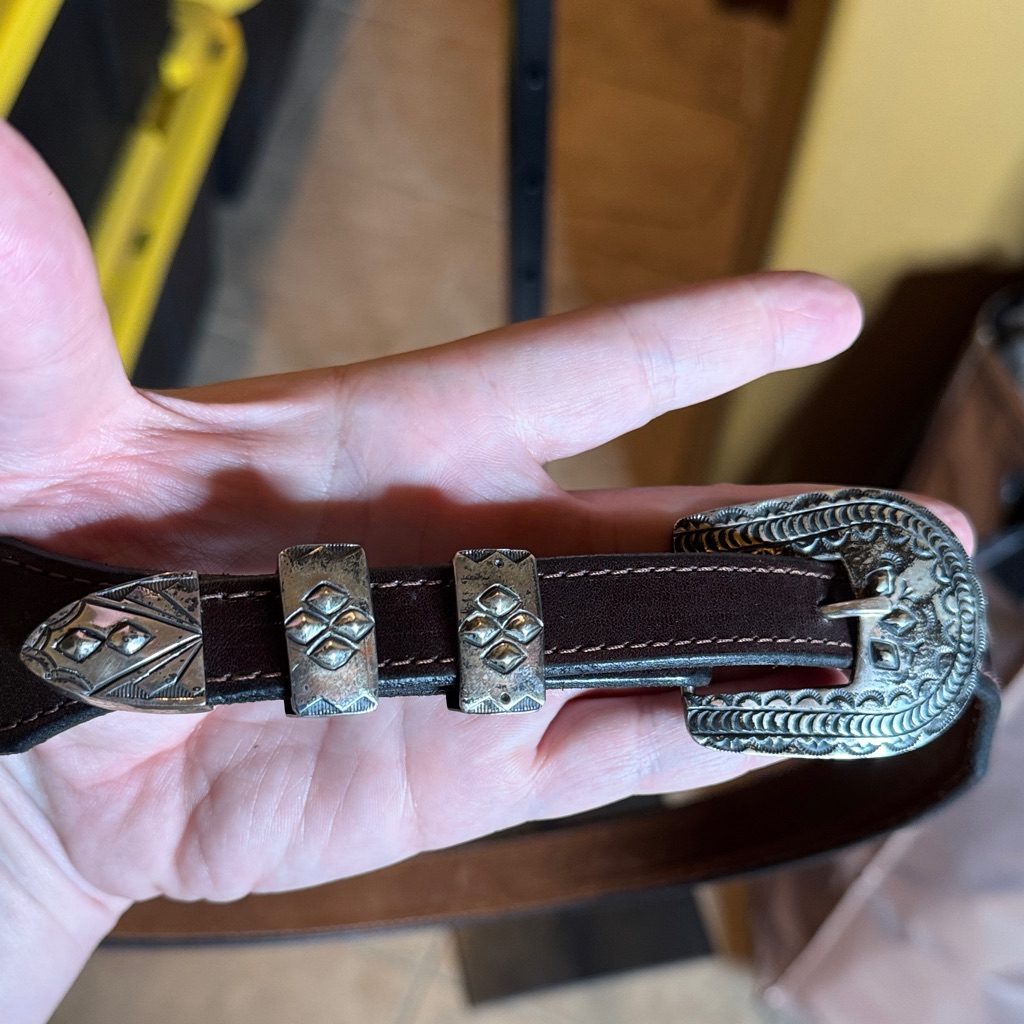Navajo J.C. Delgarito Sterling Silver Ranger Belt 4pc Set Leather Sz 39 Vintage